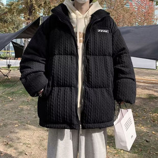 High-end sense ruffian handsome cotton-padded jacket boys winter clothes loose thickened stand collar bread clothing all-match cotton-padded jacket coat