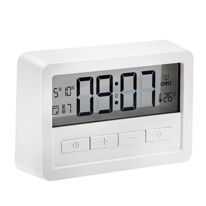 Deli reloj despertador electrónico 8856 estudiante simple reloj de escritorio despertar fuerte despertador reloj electrónico temporizador image 6