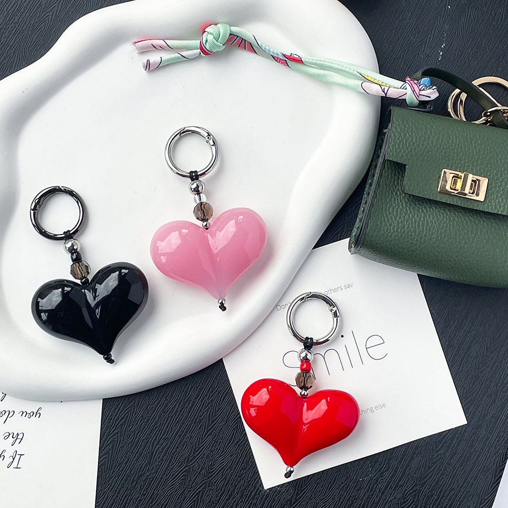 35g Weight Bag Pendant, Mobile Phone Pendant, Keychain Classification 1 Piece Quantity Alloy, Resin Material Heart Shape Pattern Cute Style 1 Piece Cute Heart Shape Alloy Resin Bag Pendant Mobile Phone Pendant Keychain 4
