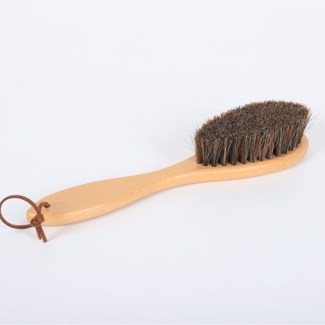 Cepillo de Zapatos de Pelo de Caballo de Madera de Haya, Descontaminación y Cuidado, para Calzado y Ropa