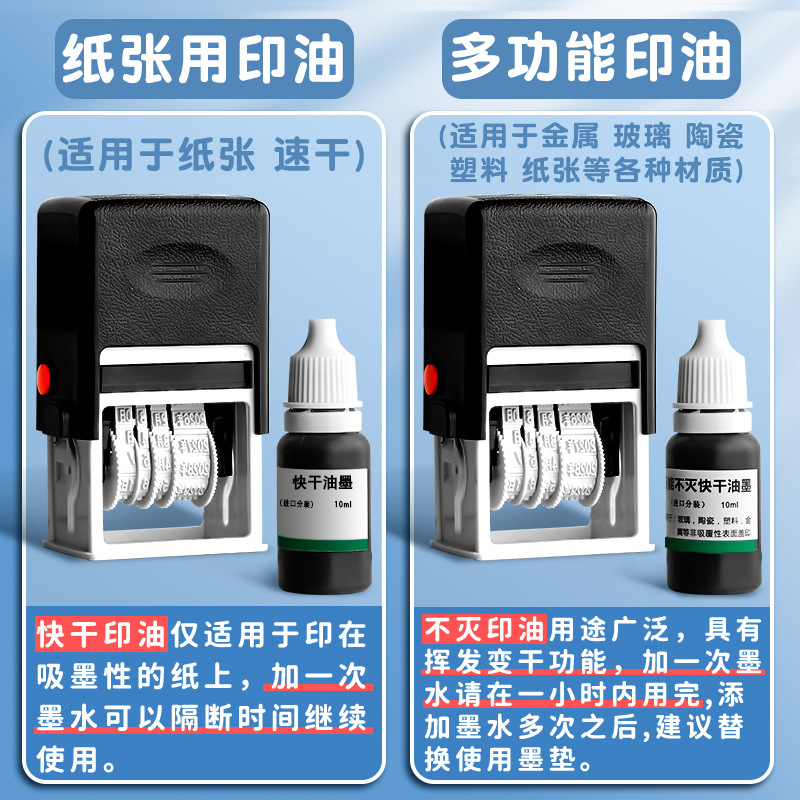Sello de fecha ajustable Año Mes Día máquina de codificación fecha de producción pequeño manual de mano de tinta de retorno Cambio de tinta de cartón