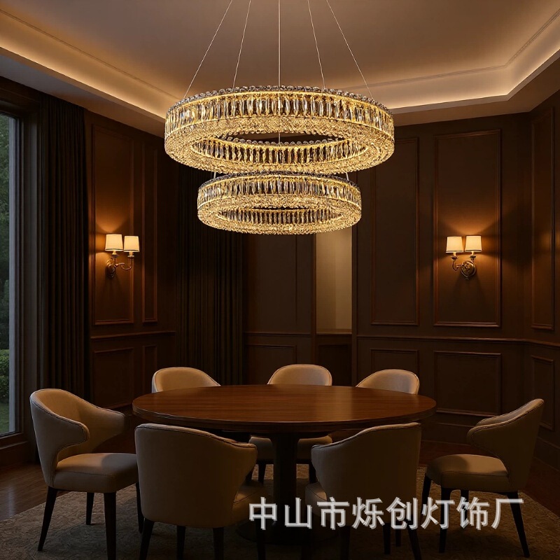Crystal Chandelier Italian-Style Light Luxury K9 Crystal Simple Smart Living Room Lamp High-End Dining Room Lamp Bedroom Lamp