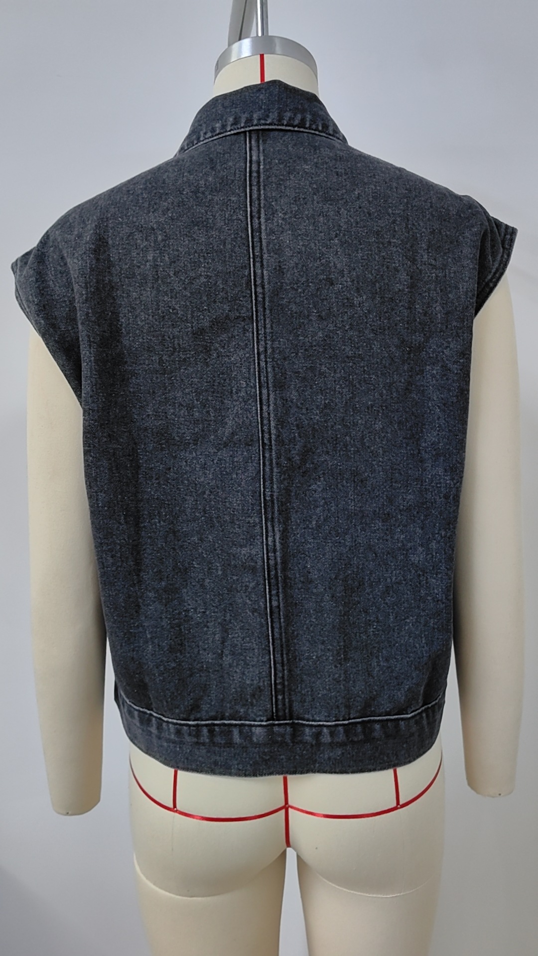 Gilet en jean délavé à une rangée pour femme, nouveau style d'été, tendance_voghion.com