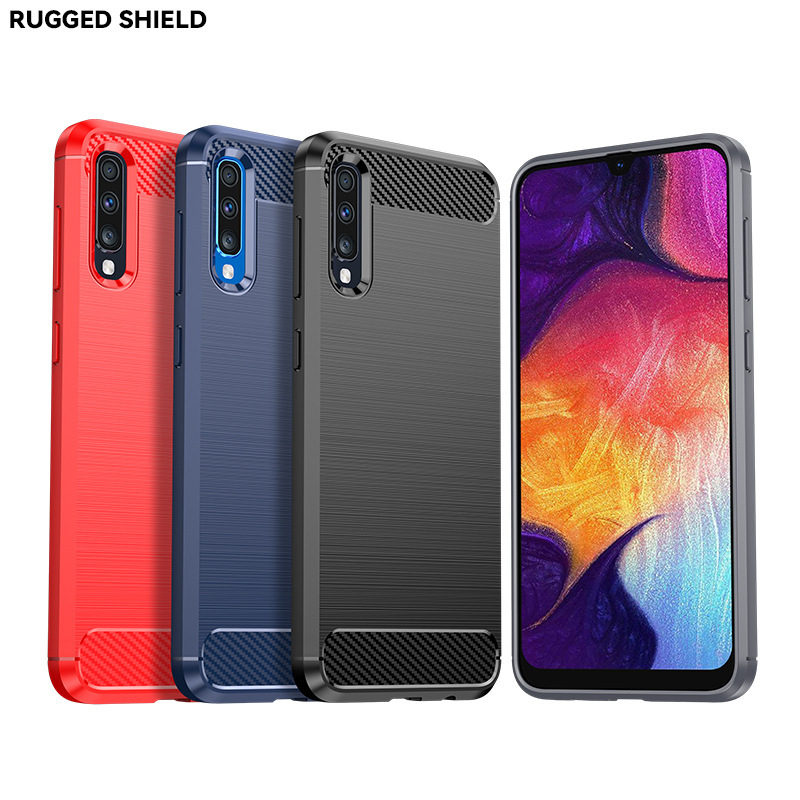 Suitable for Samsung Galaxy A50 Mobile Phone Case Samsung A50 Carbon Fiber Anti-Fall Shield Mobile Phone Protective Cover