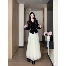 W2F松本丧丧早秋氛围感西装上衣网纱裙套装两件套百搭时尚B253R01