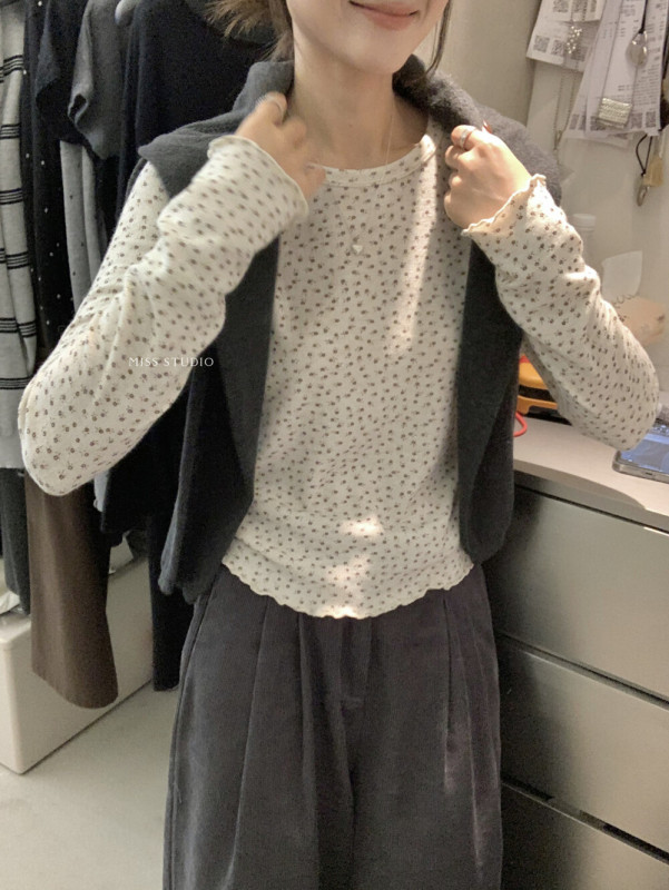【MISS密思家】甜美小花朵圆领碎花磨毛长袖T恤女装89052|undefined