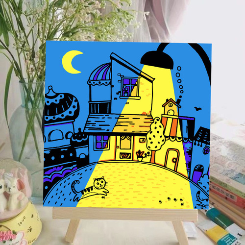 Digital oil painting diy hand-painted coloring decompression painting acrylic paint landscape flower living room decoration painting wholesale