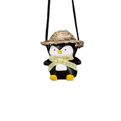 Car hanging: for Car Use - straw-hat-scarf-black-penguin