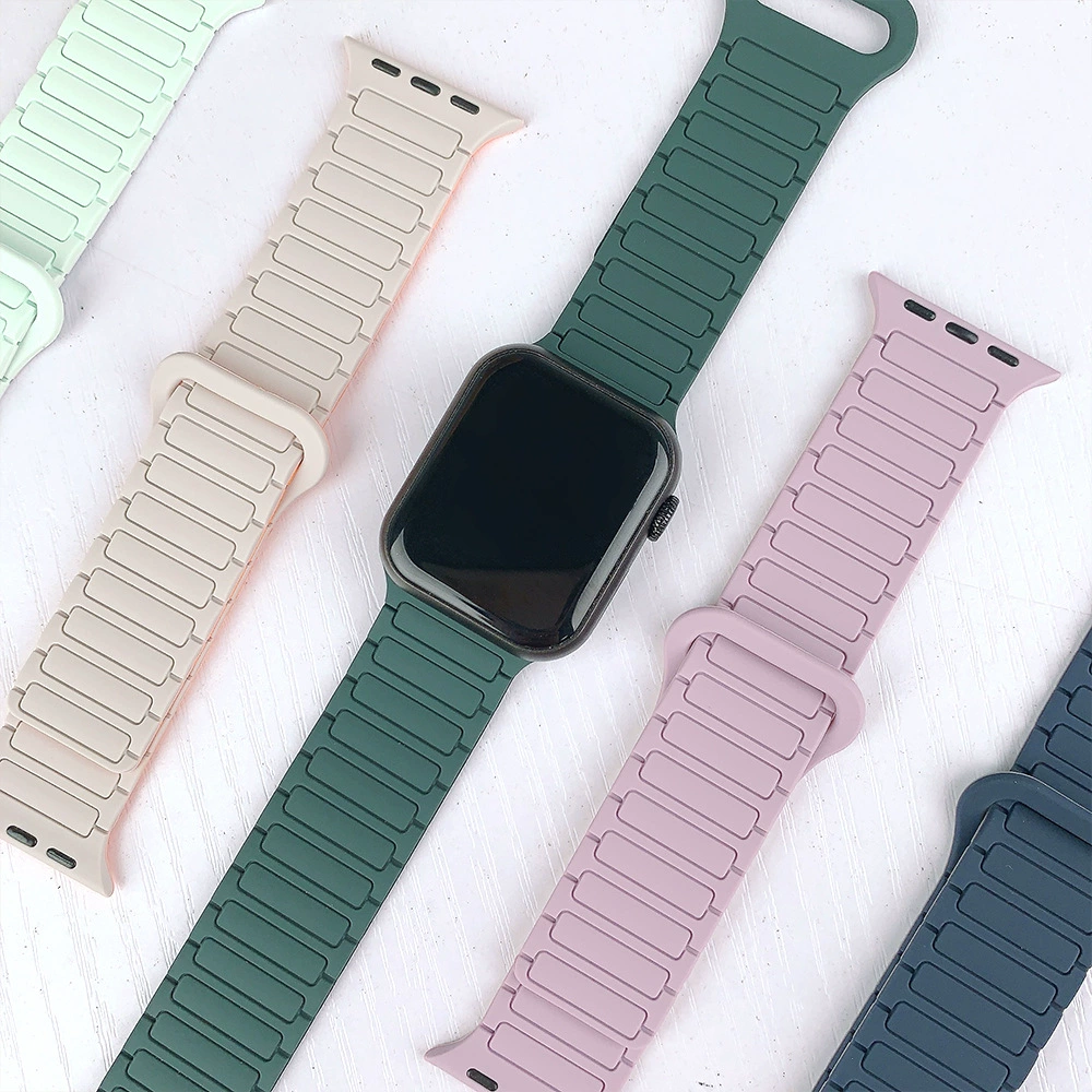 Подходит для Apple Watch1-11 поколения/Ultra3/SE3 второго поколения три бусины силиконовый магнитный ремешок