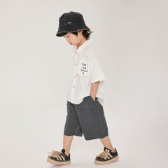 Changguo Children's Apparel Boys Short Sleeve Shirt Children's Summer New Arrival Middle and Small Children Thin White Shirt Korean Style Half Sleeve