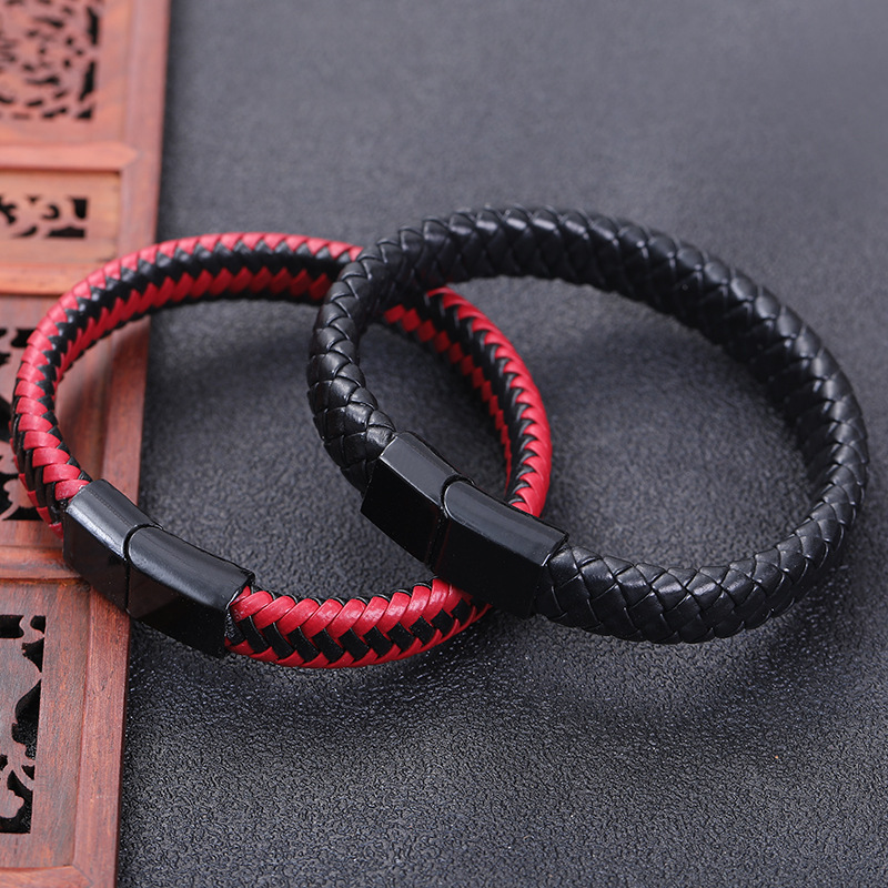 Cross-Border Best-Selling Amazon European and American Men's Magnetic Buckle Bracelet, Vintage Braided Leather Rope Magnetic Buckle Bracelet, One-Piece Dropshipping Cross-Border Best-Selling Amazon European and American Men's Magnetic Buckle Bracelet, Vintage Braided Leather Rope Magnetic Buckle Bracelet, One-Piece Dropshipping
