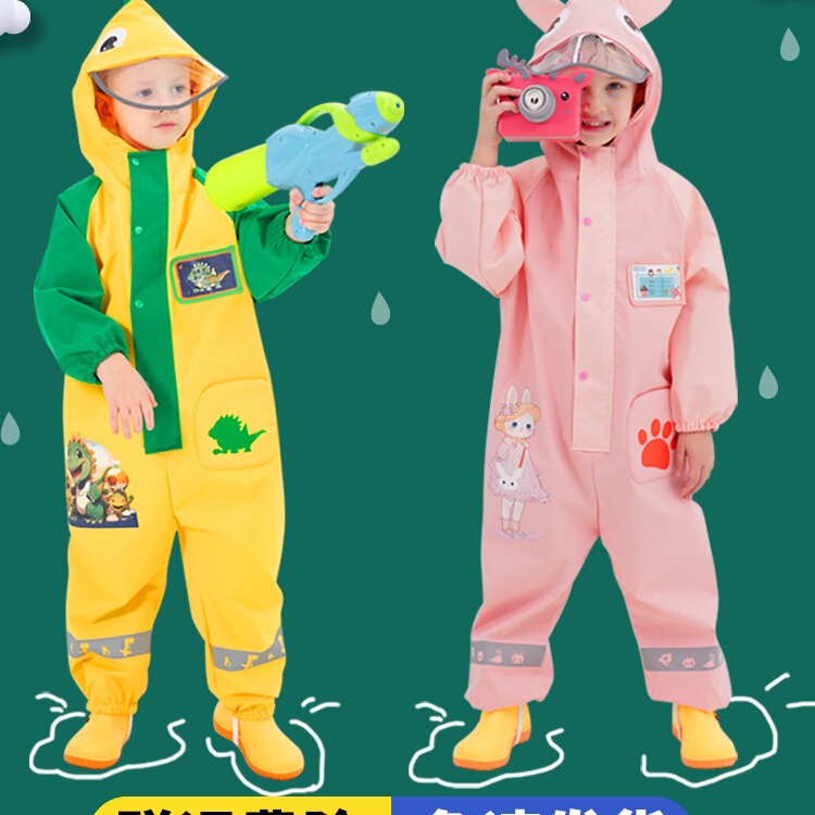 Children's One-Piece Raincoat for Boys and Girls, Full-Body Rainproof Poncho, Girls' Waterproof Clothing, Rain Boots, Rain Pants, Suit, Raincoat