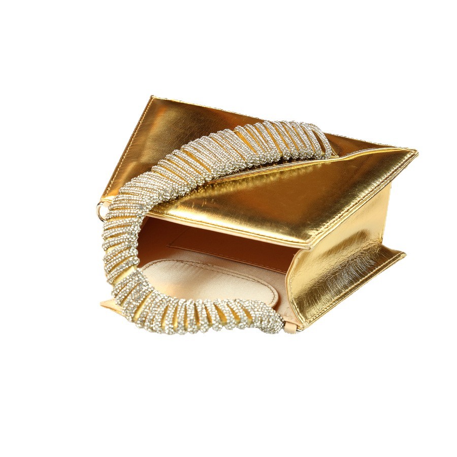 Elegante borsa a mano di lusso tempestata di diamanti, borsa quadrata da donna finemente realizzata per feste, con catena, da portare a tracolla o a spalla._voghion.com