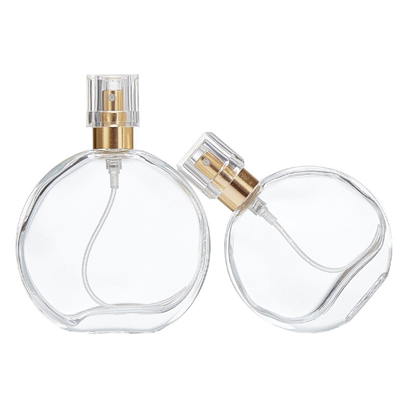 Suministro de botella de perfume redonda plana botella de spray transparente sub-embalaje botella vacía varias especificaciones perfume de viaje botella de muestra pequeña