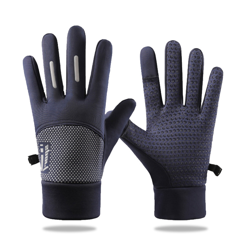 Guanti da ciclismo da uomo per tutte le stagioni, adatti per touchscreen, antivento, foderati in pile, riflettenti per la visibilità notturna_voghion.com