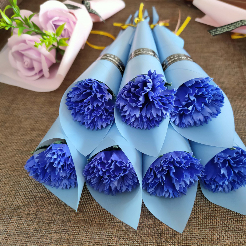 Flor artificial, clavel, ramo único, flor de jabón, venta al por mayor, regalos del día de la madre, promoción de la tienda, promoción de productos transfronterizos