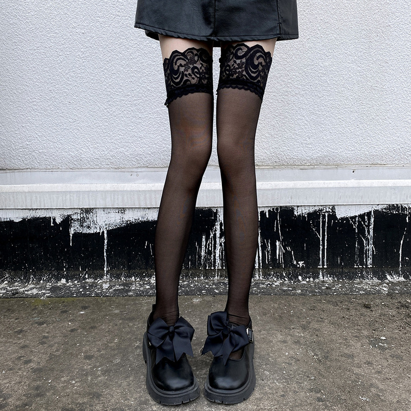 Silicone Non-slip Long-tube High-tube Stockings Sexy Lace Cute Temptation Legs Over-the-knee Long-tube Ultra-thin Socks