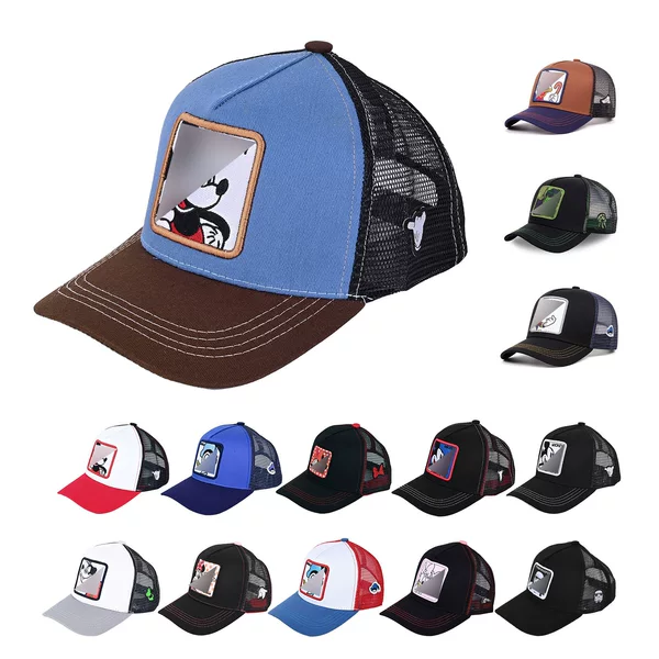 Hip-Hop Cartoon Anime Hat with Wide Brim, American-Style Trucker Hat, Sunshade Hat, Duck Animal Mesh, Sun Protection, Breathable