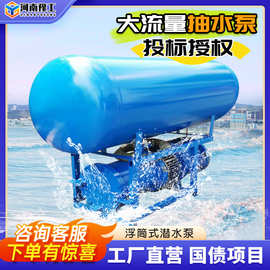 豫工浮筒式潜水轴流泵 排涝漂浮式排水大流量河道用 双浮筒式水泵
