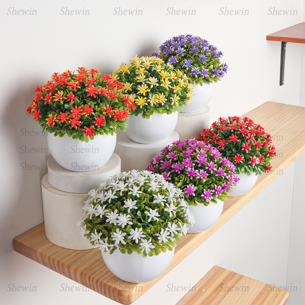 SPOT medio círculo lleno de estrellas de plástico simulación bonsái Amazon decoración de escritorio para el hogar simulación de macetas de plantas verdes