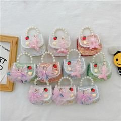 Children's Bags Cute Little Princess Crossbody Bag Cartoon Little Girl Pearl Handbag Versatile Chain Shoulder Bag