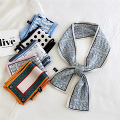 Pleated Spring and Summer New Women's Double-Sided Small Silk Scarf Fashionable Small Neck Scarf French Hairstyle Headband Narrow and Long Small Flutter Ribbon