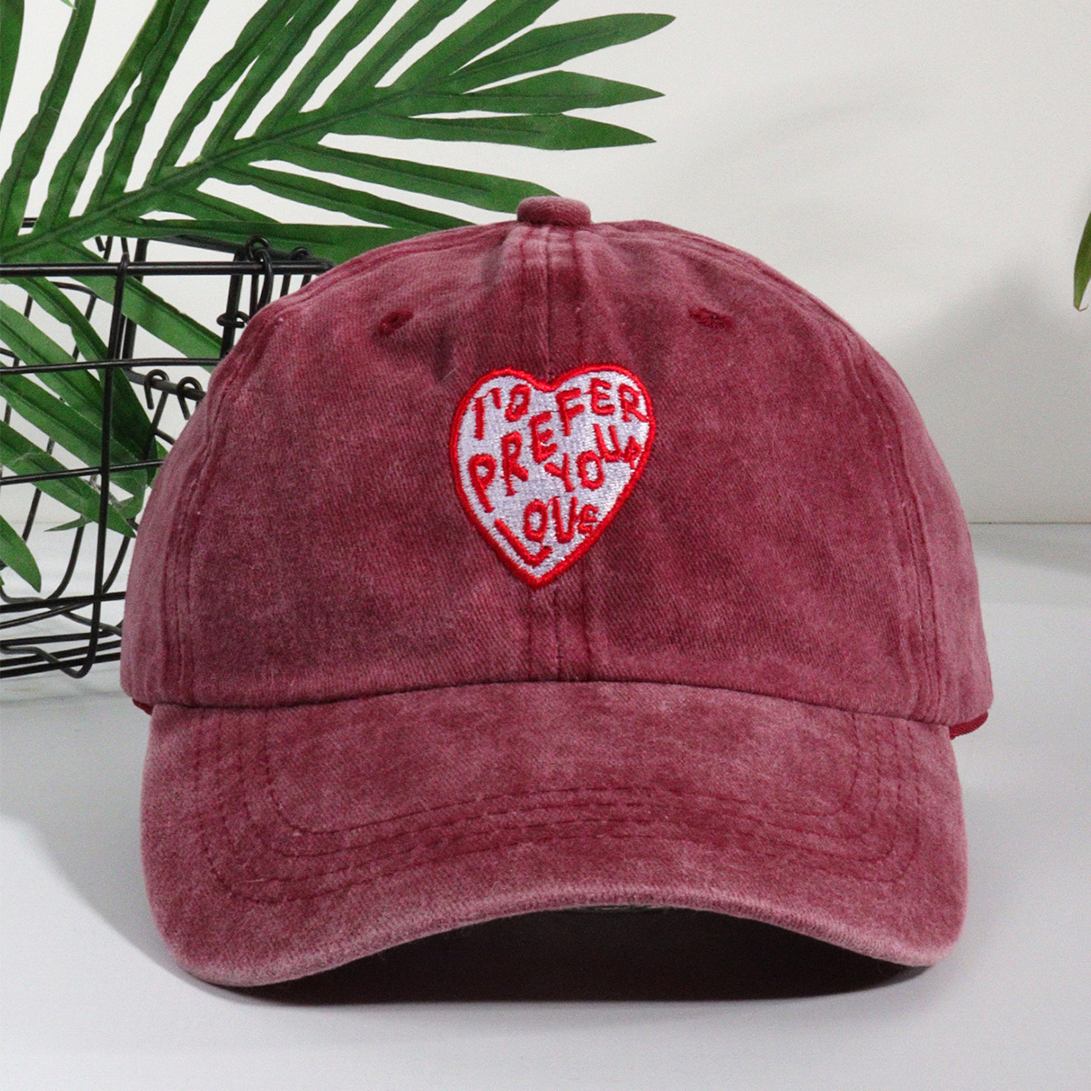 Cappellino da baseball unisex con testa grande, berretto ricamato con lettera d'amore, protezione solare alla moda_voghion.com