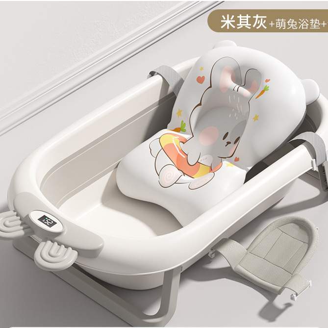 Bañera plegable para niños, bañera para bebés, bañera para bebés, puede sentarse y acostarse, baño para recién nacidos de dibujos animados grandes en casa