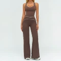 7028 vest + 7028-2 wide-leg pants—dark brown