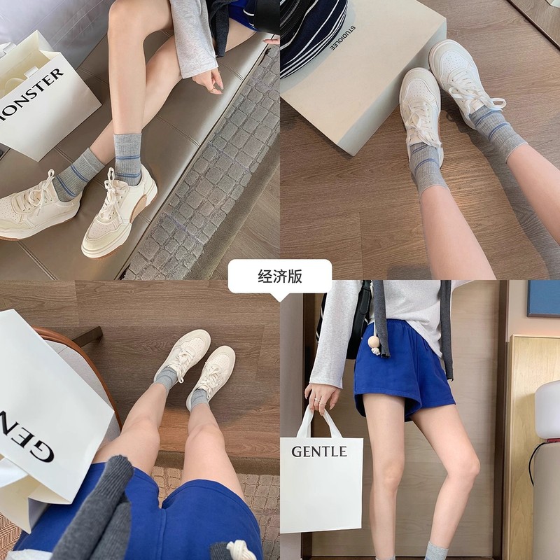 牛皮版~苏茵茵同款真皮厚底增高系带休闲风小白鞋做旧脏脏板鞋女|undefined