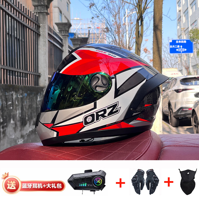 Bluetooth cross-border casco de motocicleta casco completo hombres y mujeres invierno cálido seguridad Four Seasons Knight coche eléctrico casco completo
