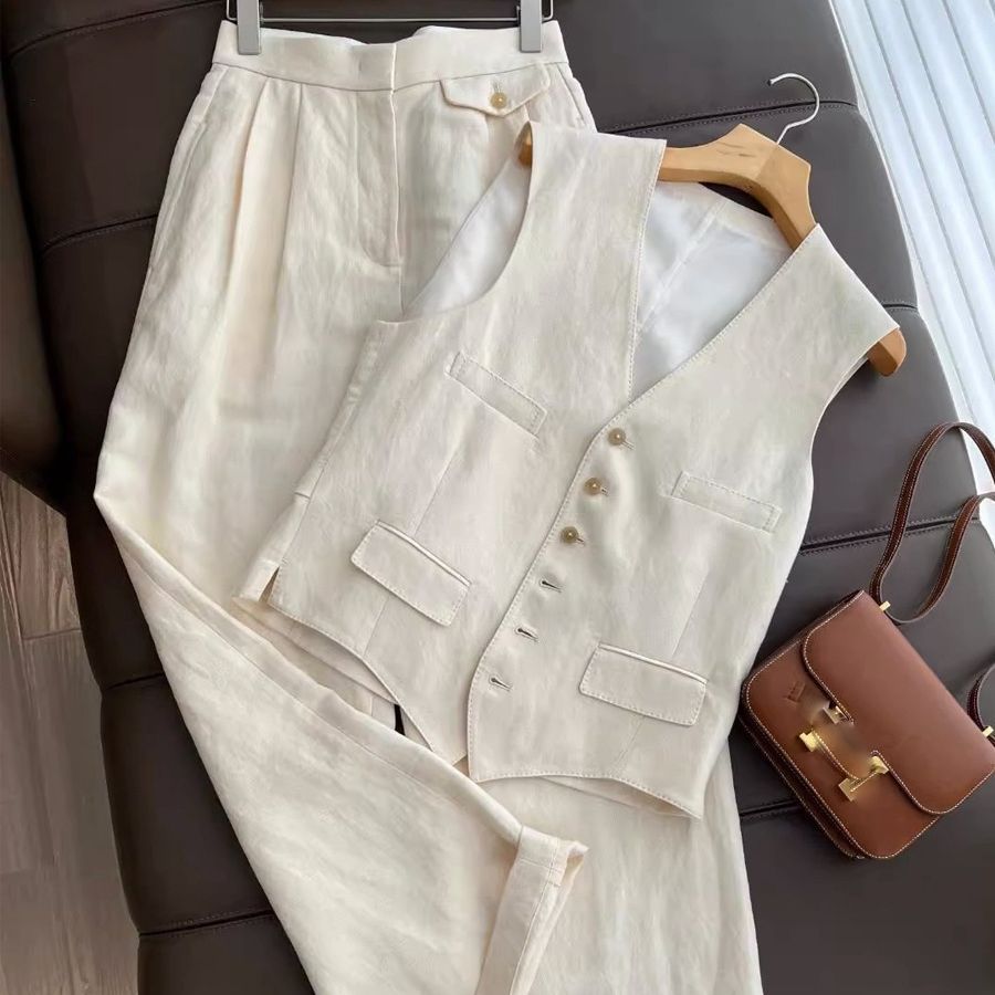 Solid Color Pattern Summer, Spring, Autumn Season Women's Gender Casual, Streetwear Style Holiday Daily Women's Casual Streetwear Solid Color Polyester Pant Co-ord Set Pants Sets