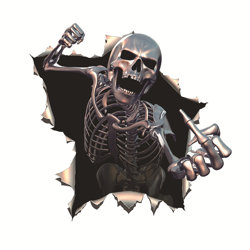 Calavera de metal pegatinas de coche Halloween diablo cráneo reflectante coche pegatinas material impermeable