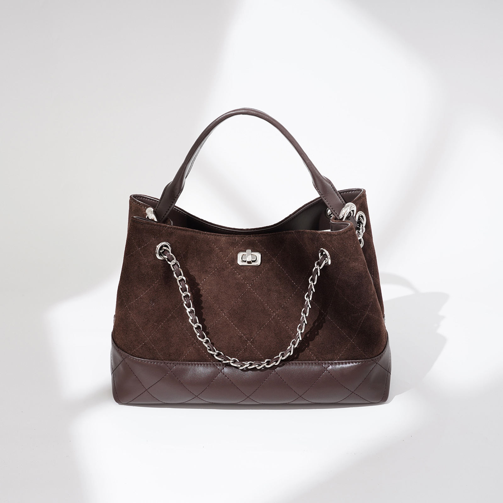 Capacious retro small design underarm bag with diamond pattern
