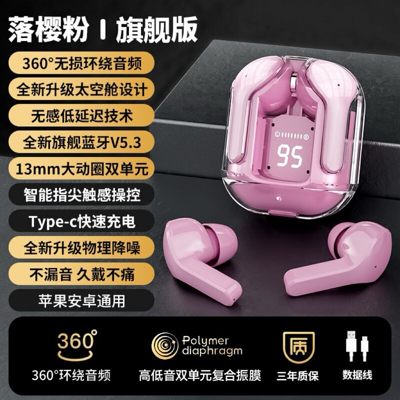 2025 新しい Bluetooth ヘッドセット透明デジタルディスプレイ XT18 Bluetooth ヘッドセットワイヤレスクロスボーダー ai32 Bluetooth ヘッドセットノイズリダクション|undefined