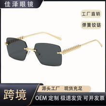 跨境新款卡家复古铆钉腿小方框太阳眼镜欧美INS网红女同款太阳镜