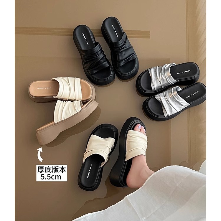 [Suela del arco de la investigación de la familia venenosa] La suela gruesa del tío aumenta las zapatillas de una palabra, la suela gruesa de la mujer usa sandalias y zapatos