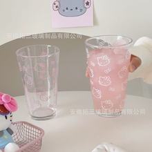 卡通创意玻璃杯高颜值KT水杯家用饮料果汁杯大容量学生牛奶杯