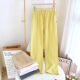 Pure color spring and autumn double-layer Cotton pajama pants women's cotton crepe trousers loose cotton home pants thin can be worn outside