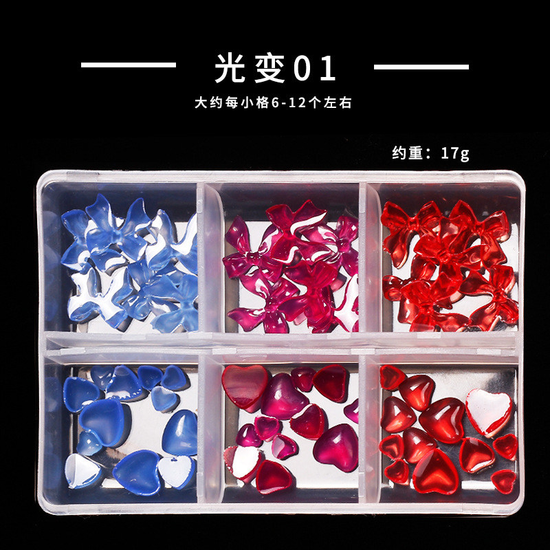 Joyas de manicura de resina híbrida japonesa 3D estereoscópica de cinco pétalos Aurora Xiangshan Camellia caja de 6 cuadros