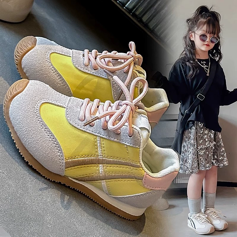 Обувь для девочек 2025 весна новые детские нескользящие кроссовки на мягком подошве