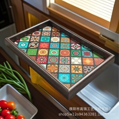 波西米亚风托盘异域客厅桌面收纳首饰收纳玄关家用皮革茶盘收纳盘