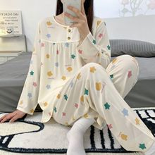 依妮衫人棉绸长袖睡衣女爆款女士家居服夏季长袖人棉套装厂家直供