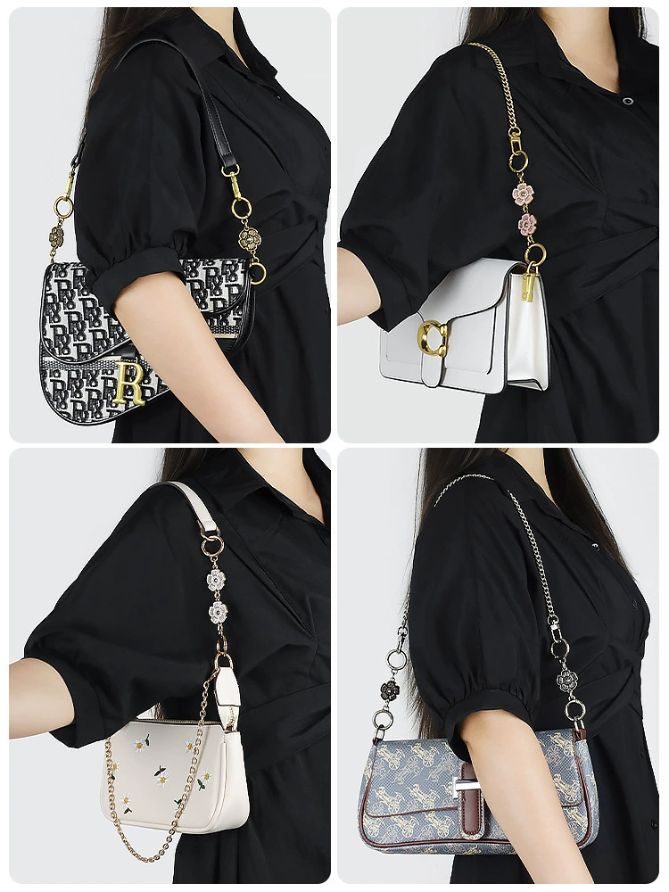 Kochi Xiangbule tabby Baccarat bag modified camellia extended decoration underarm lengthened shoulder strap chain accessories