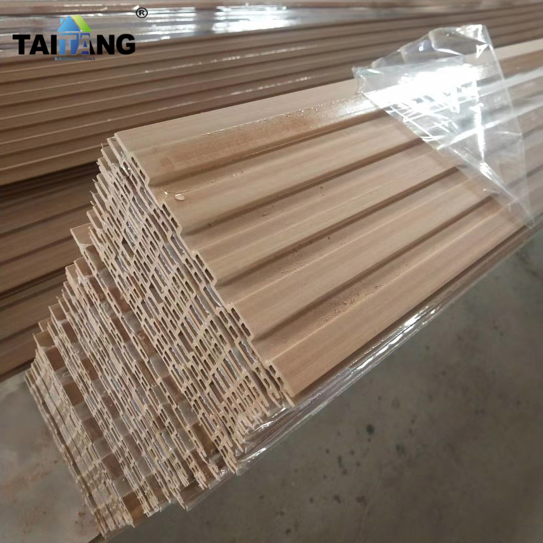 Pared de fondo de madera de plástico, rejilla de coextrusión decorativa, cerca de patio al aire libre, tablero de pared de gran muralla, interior
