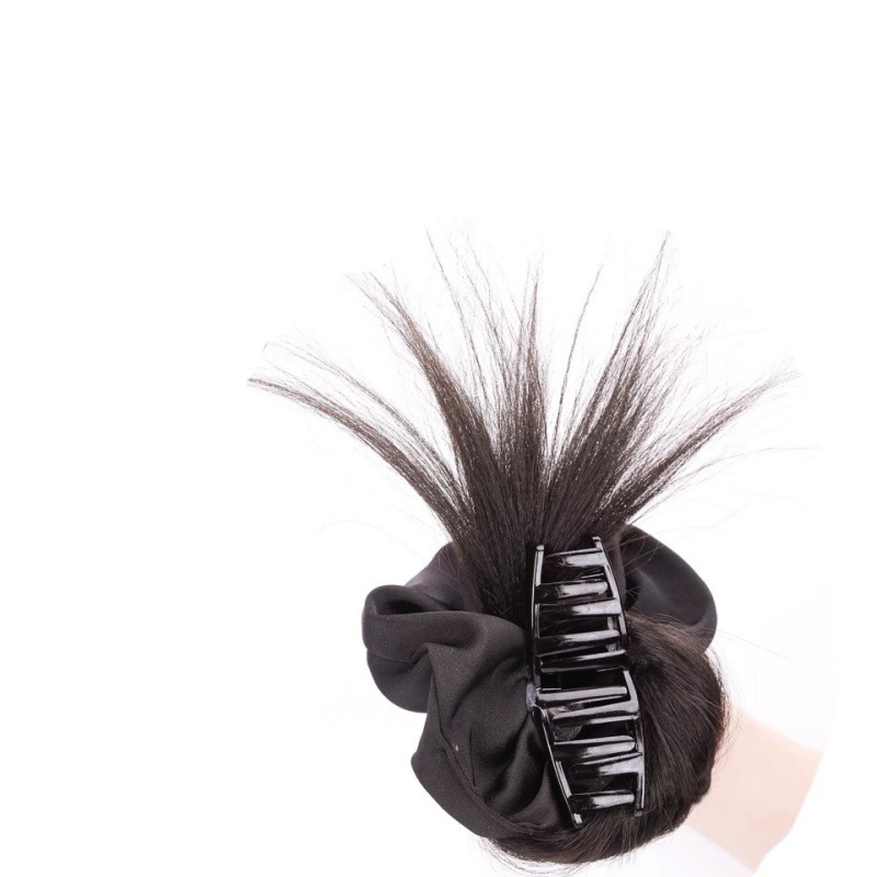 Low Bun Wig for Women, Realistic Hair Claw Clip, Hair Tie, Lazy Style, Naturally Fluffy Back of the Head Wig Bun
