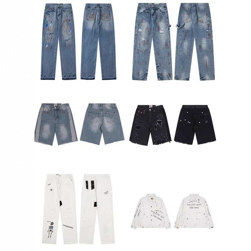 Cross-Border High-Quality Gallery Dept Denim Series with Splatter Paint, Distressed Patchwork, Whiskered Wash, and Vintage-Style Jeans Cross-Border High-Quality Gallery Dept Denim Series with Splatter Paint, Distressed Patchwork, Whiskered Wash, and Vintage-Style Jeans
