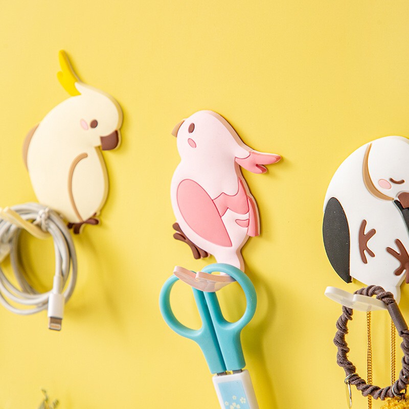 Cute Parrot-Shaped Fun Hooks, Reusable Hand and Foot Bendable Sticky Hooks, Wall Decoration Hooks Behind the Door Cute Parrot-Shaped Fun Hooks, Reusable Hand and Foot Bendable Sticky Hooks, Wall Decoration Hooks Behind the Door