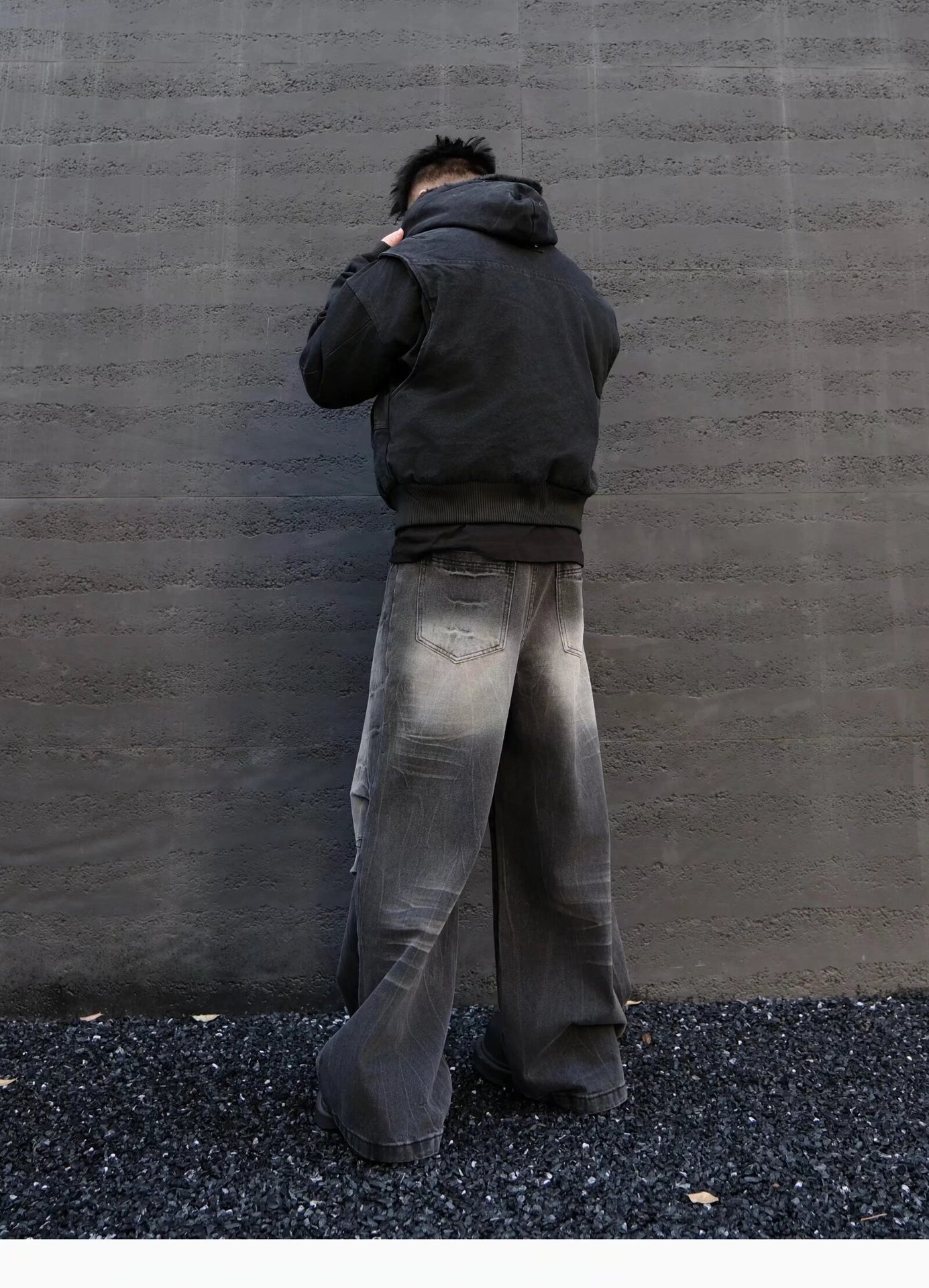 2025 Spring And Autumn American High Vintage Distressed Dyed Paris Ripped Jeans Men's Street Straight Loose Flared Pants_mkmklike.com
