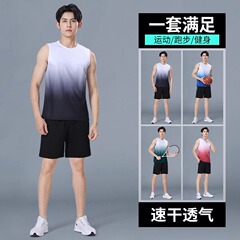 スポーツスーツ メンズ 速乾性 アイスシルク ベスト ショートパンツ ランニング 夏 トレーニング フィットネス スポーツウェア